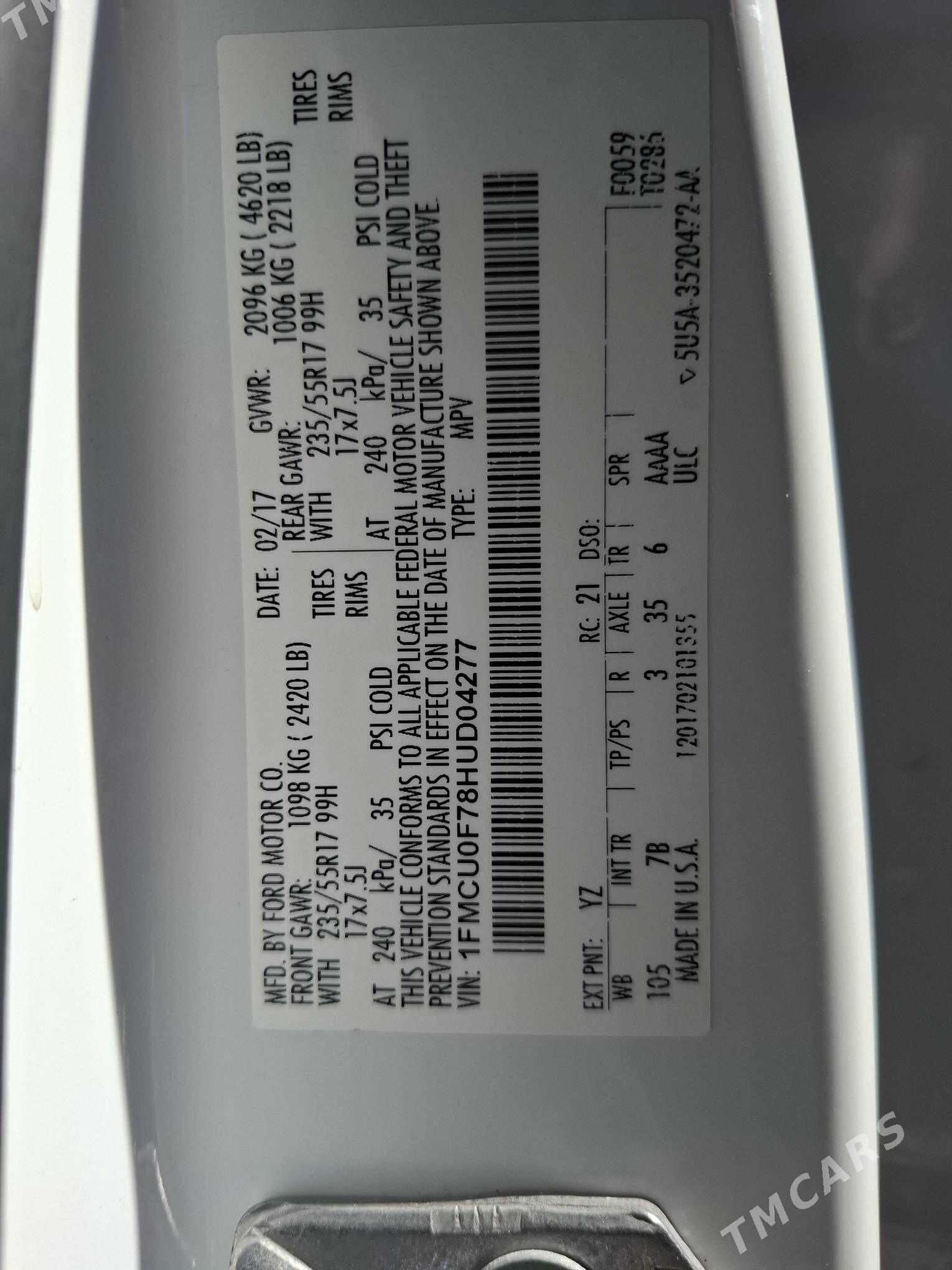 Ford Escape 2017 - 220 000 TMT - Aşgabat - img 3