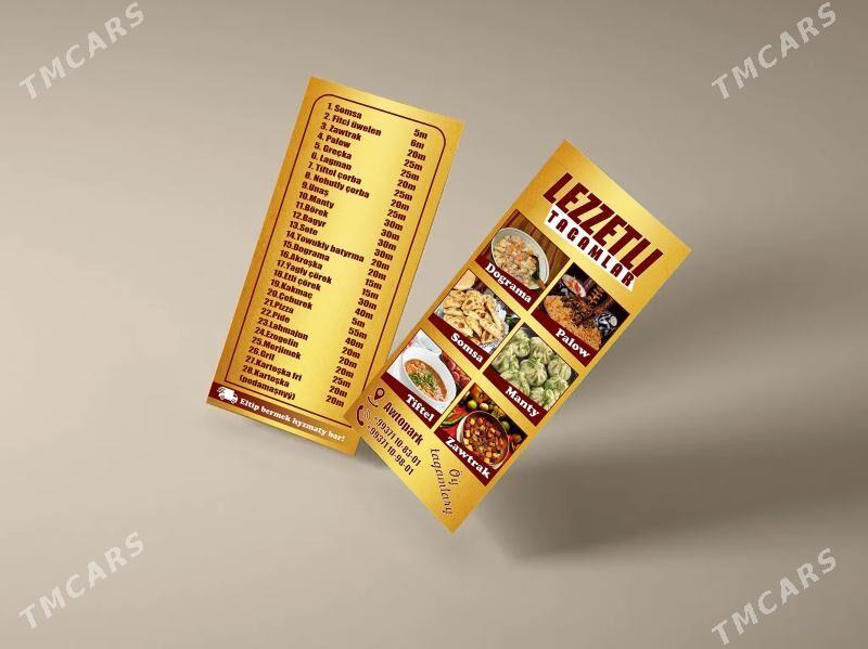 MENU FLAÝER WIZITKA REKLAMA - Ашхабад - img 2