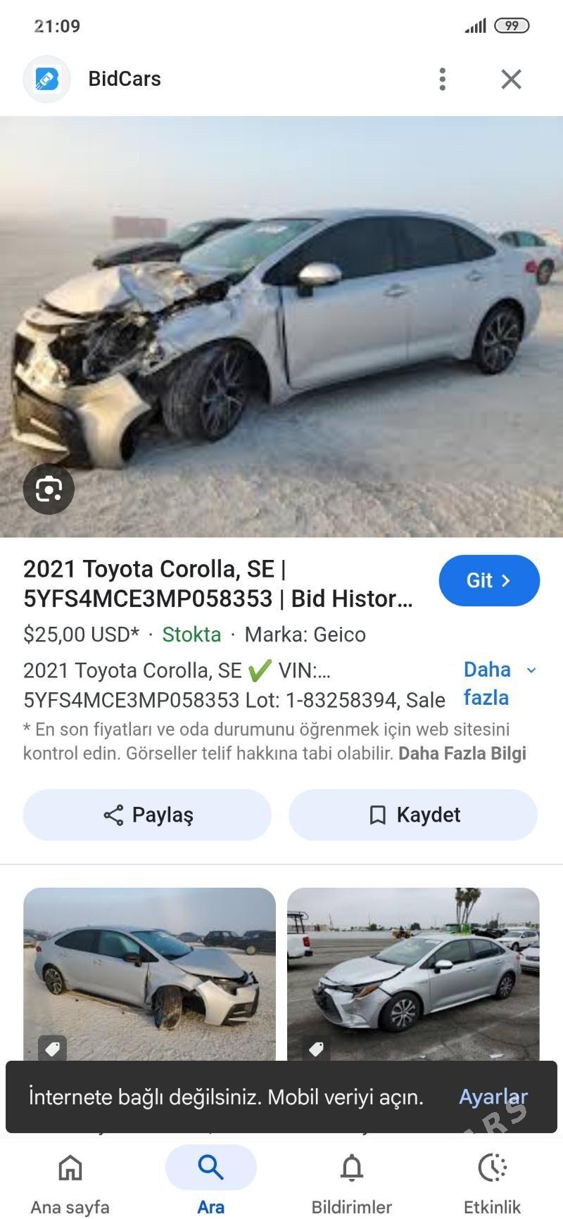 Toyota Corolla 2021 - 260 000 TMT - Векильбазар - img 5