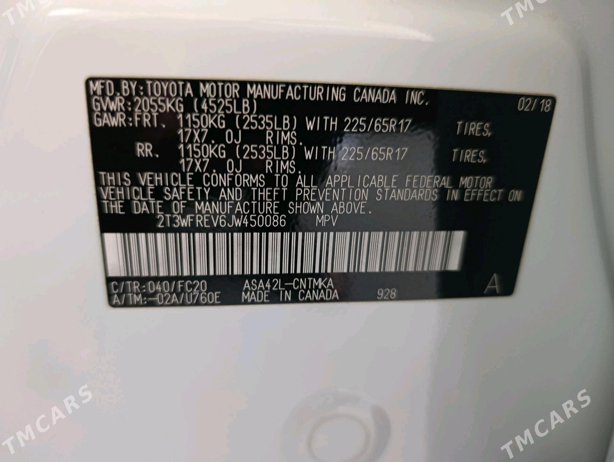 Toyota RAV4 2018 - 358 000 TMT - Ашхабад - img 4