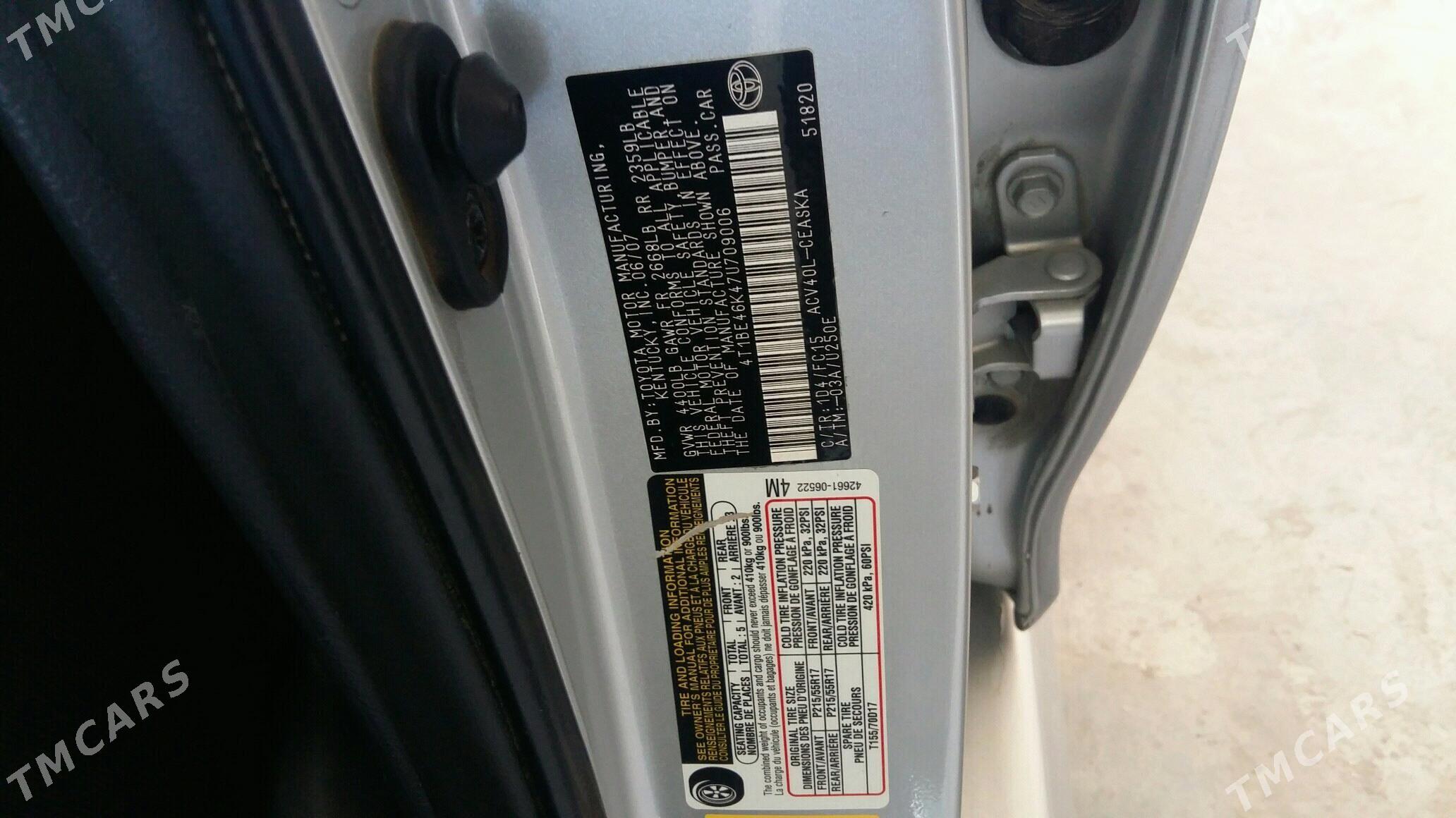 Toyota Camry 2007 - 175 000 TMT - Туркменабат - img 6
