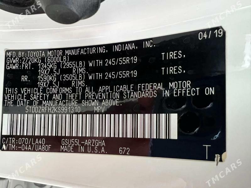 Toyota Highlander 2019 - 505 000 TMT - Aşgabat - img 9