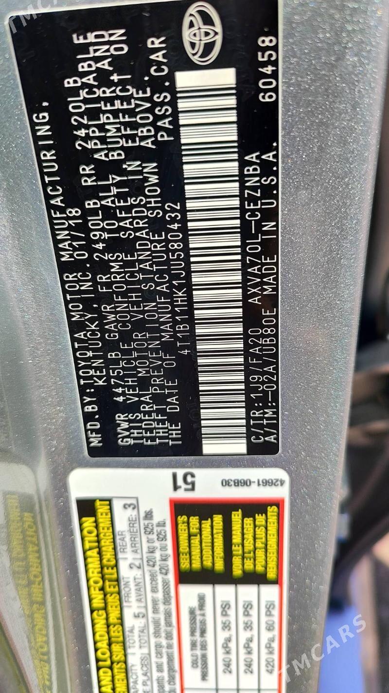 Toyota Camry 2018 - 280 000 TMT - Балканабат - img 5