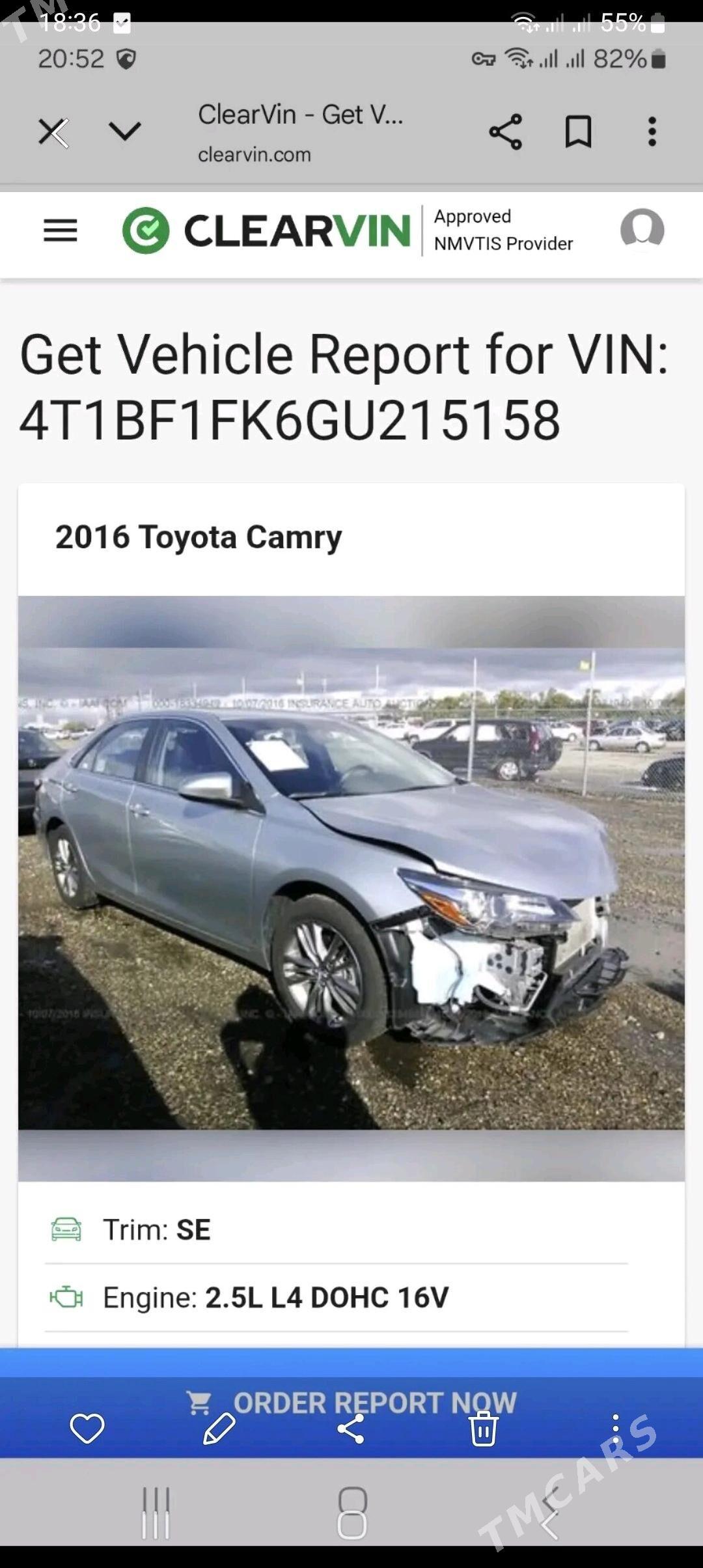 Toyota Camry 2016 - 265 000 TMT - Ak bugdaý etraby - img 8