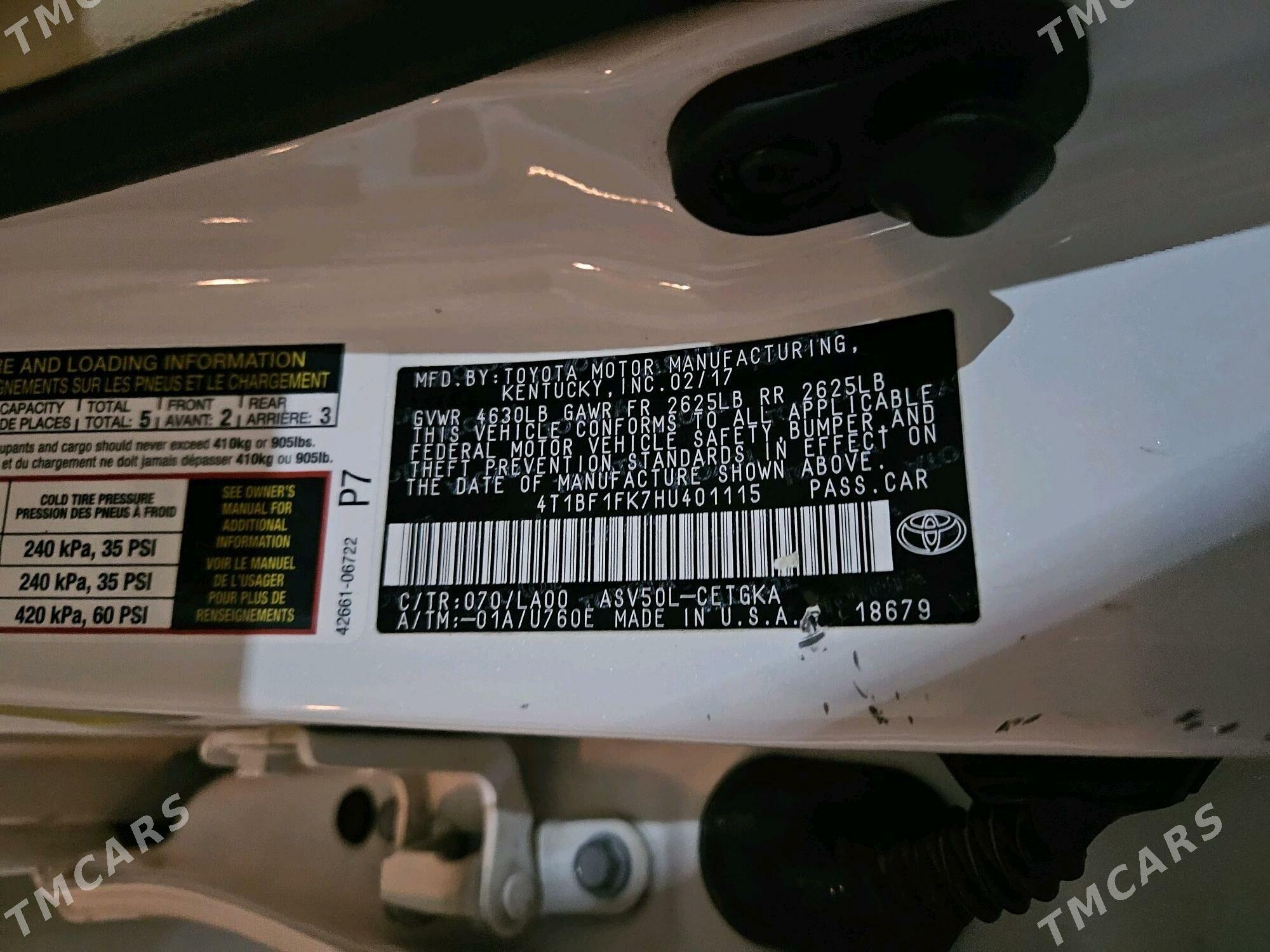 Toyota Camry 2017 - 295 000 TMT - Мары - img 6