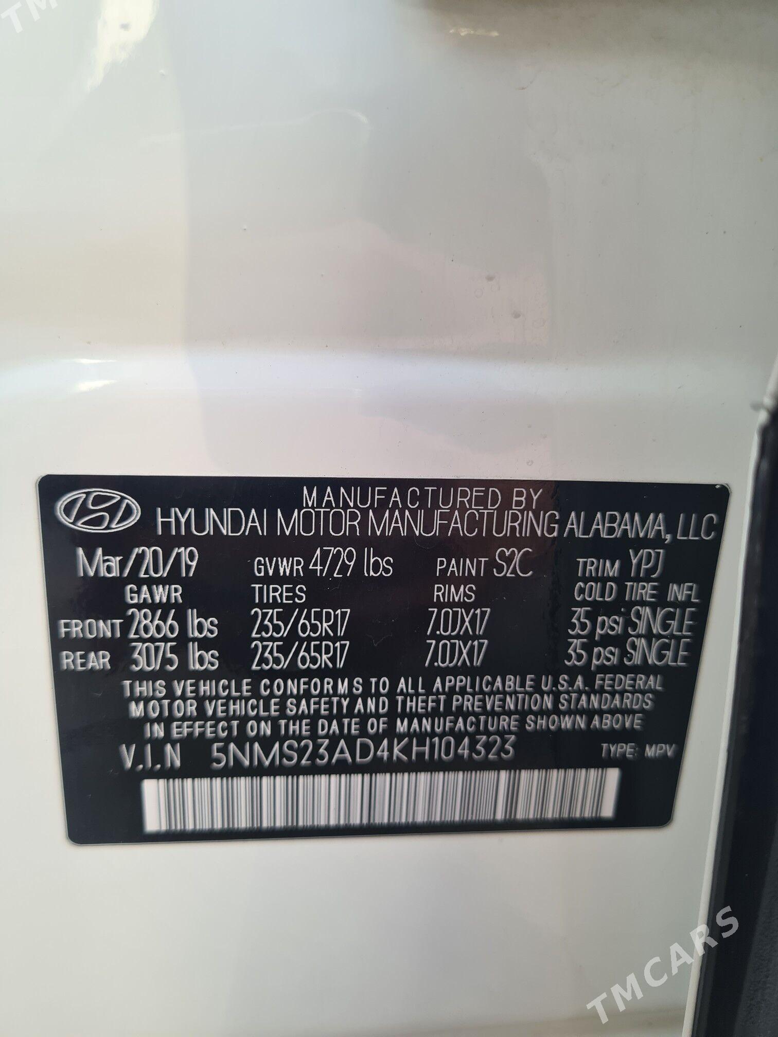 Hyundai Santa Fe 2019 - 265 000 TMT - Ашхабад - img 7