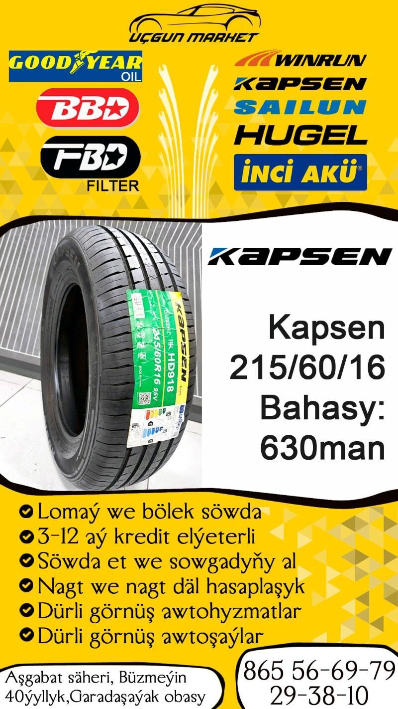 👉KAPSEN TEKER 215/60/16💥 - Büzmeýin - img 2