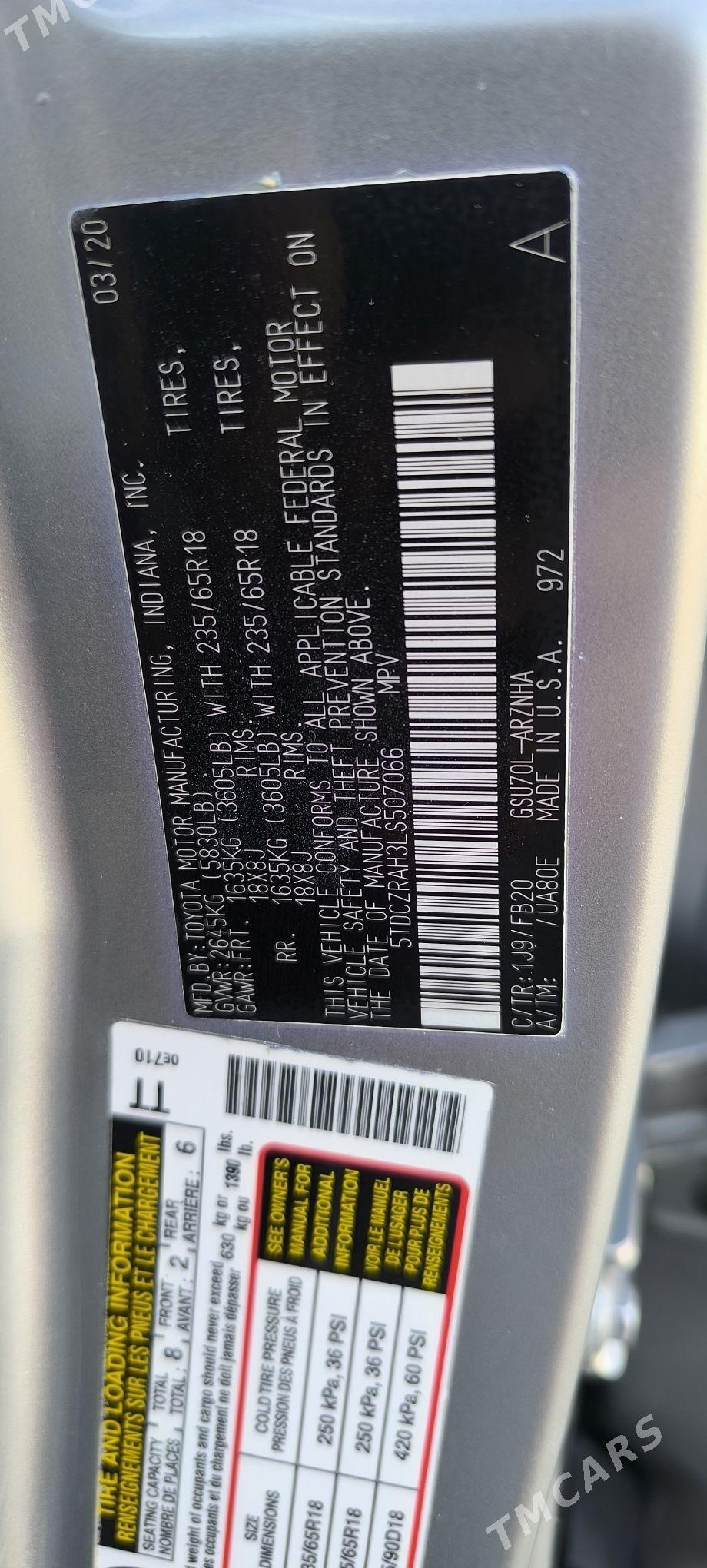 Toyota Highlander 2020 - 490 000 TMT - Дашогуз - img 4