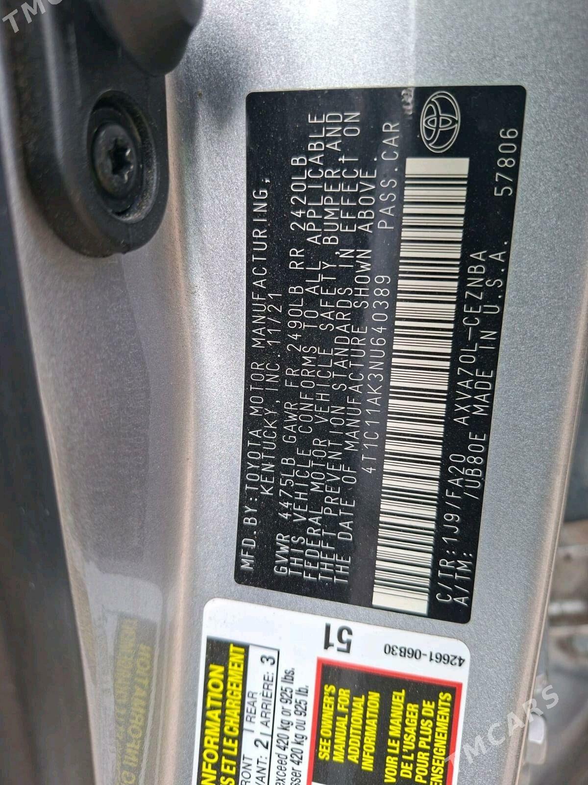 Toyota Camry 2022 - 310 000 TMT - Балканабат - img 1