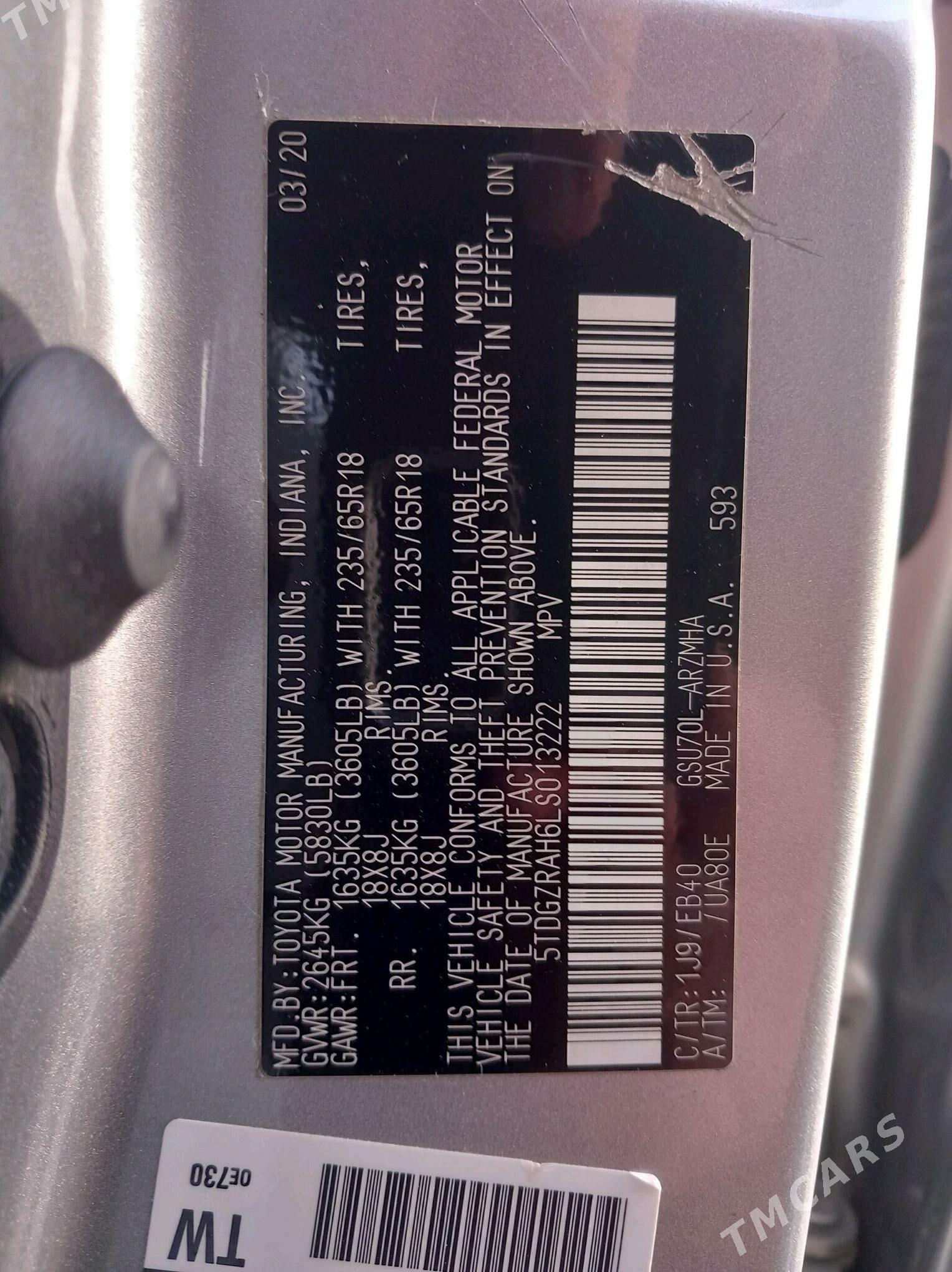 Toyota Highlander 2020 - 530 000 TMT - Сакарчага - img 5