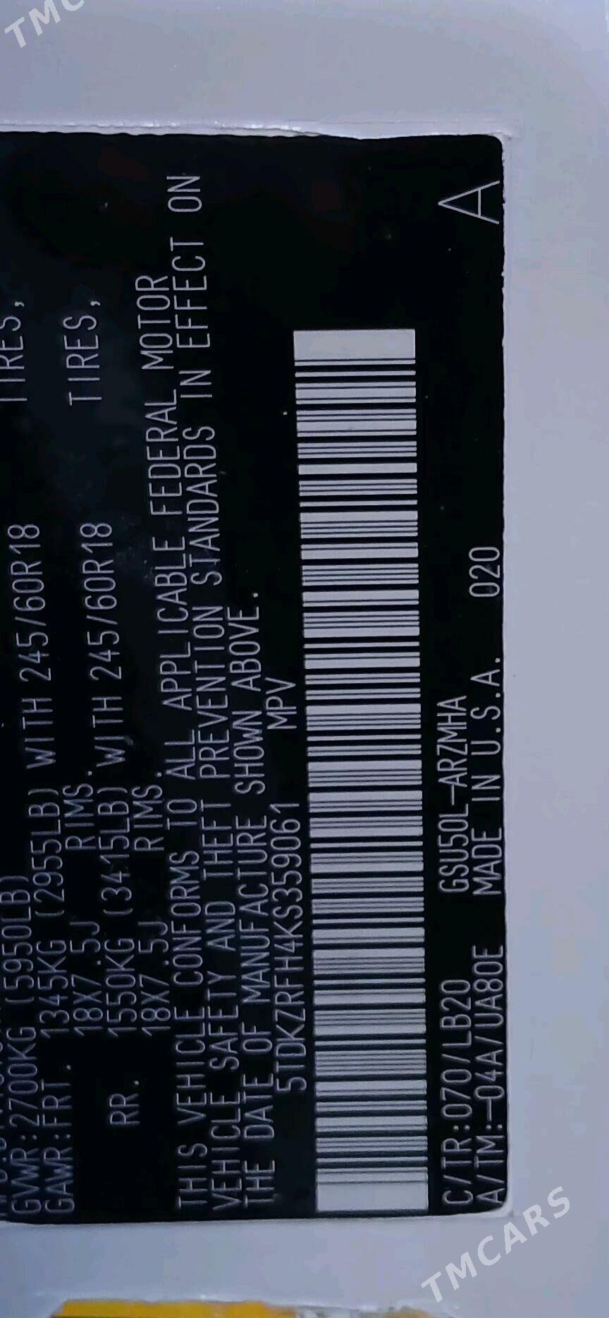 Toyota Highlander 2019 - 375 000 TMT - Türkmenbaşy etr. - img 3