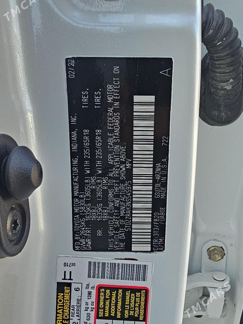 Toyota Highlander 2022 - 480 000 TMT - Mary - img 6