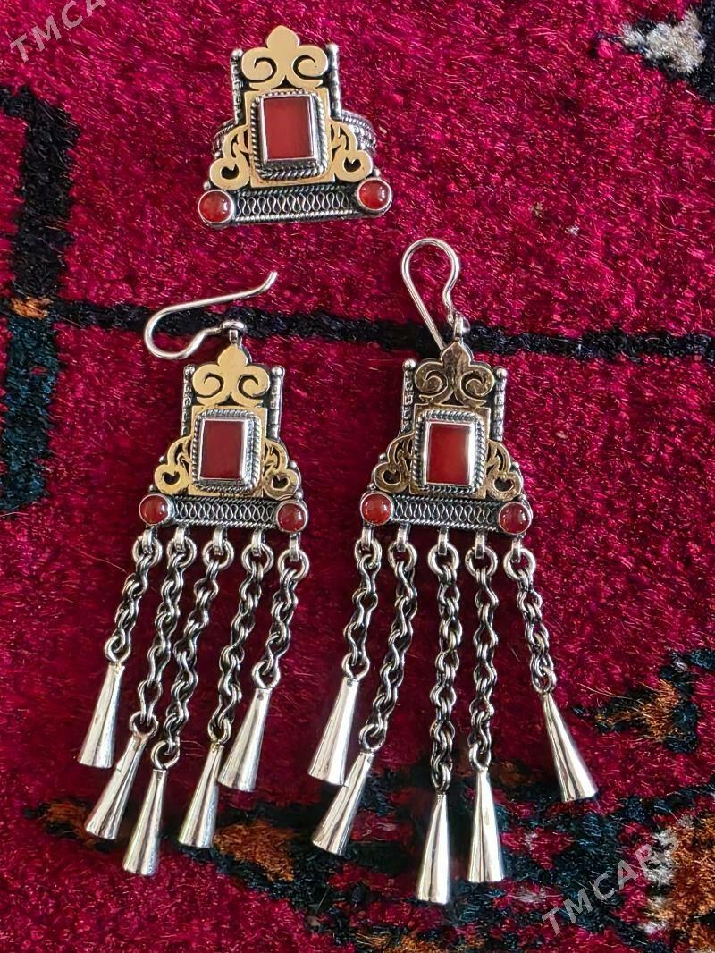 Kümüṣ komplekt gyzyl çaýylan. - Aşgabat - img 1