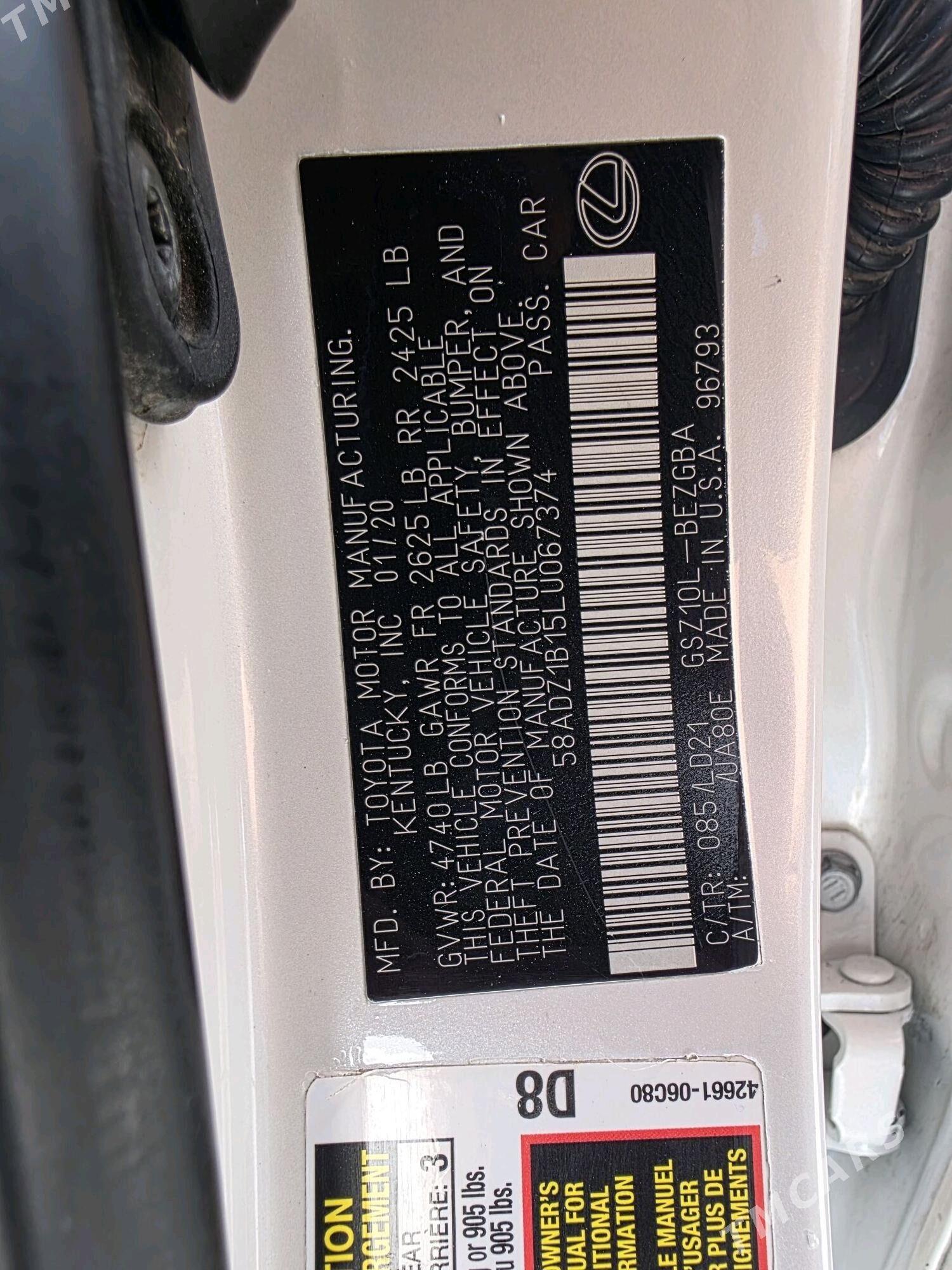 Lexus ES 350 2020 - 520 000 TMT - Туркменабат - img 4