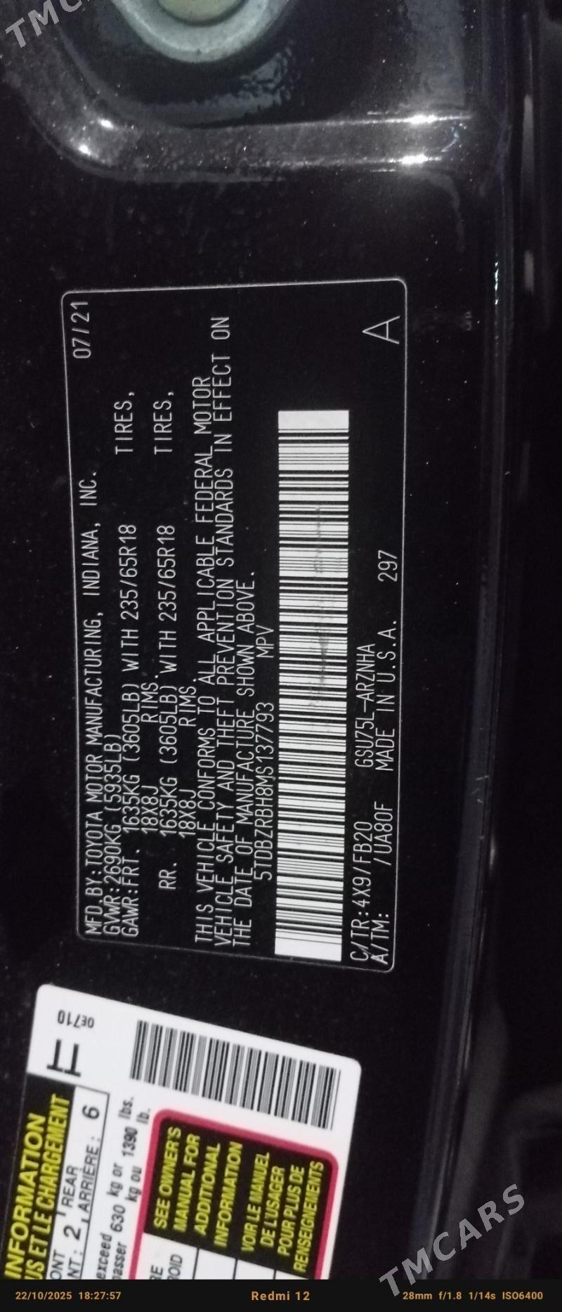 Toyota Highlander 2021 - 450 000 TMT - Mary - img 2