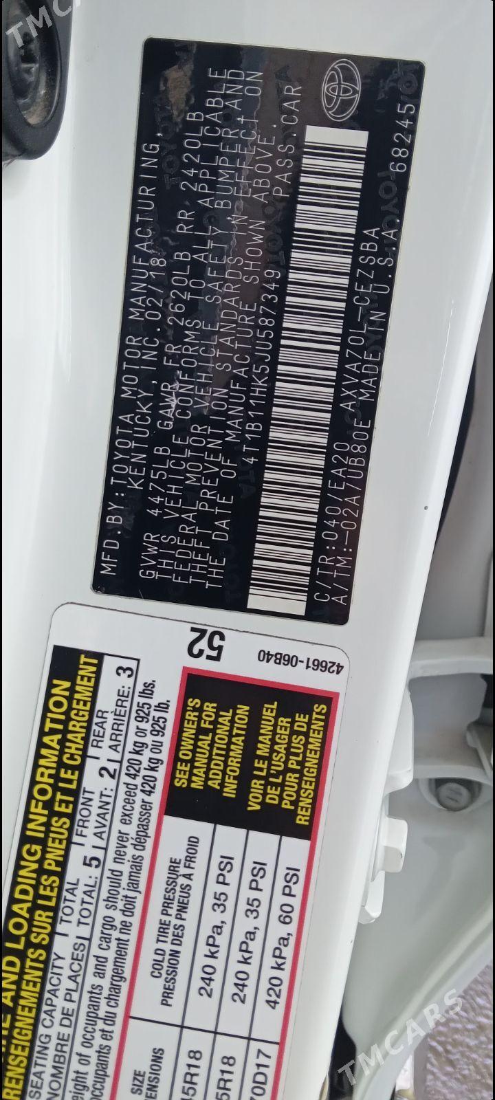 Toyota Camry 2018 - 355 000 TMT - Aşgabat - img 3