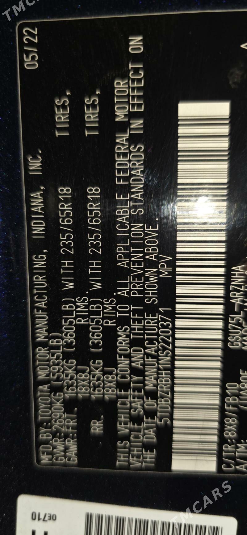 Toyota Highlander 2022 - 460 000 TMT - Mary - img 4