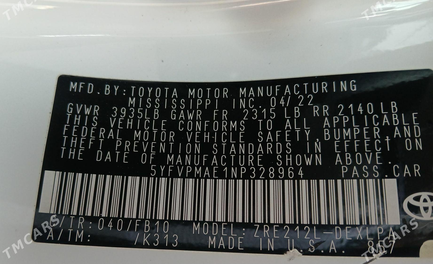 Toyota Corolla 2022 - 238 000 TMT - Aşgabat - img 9