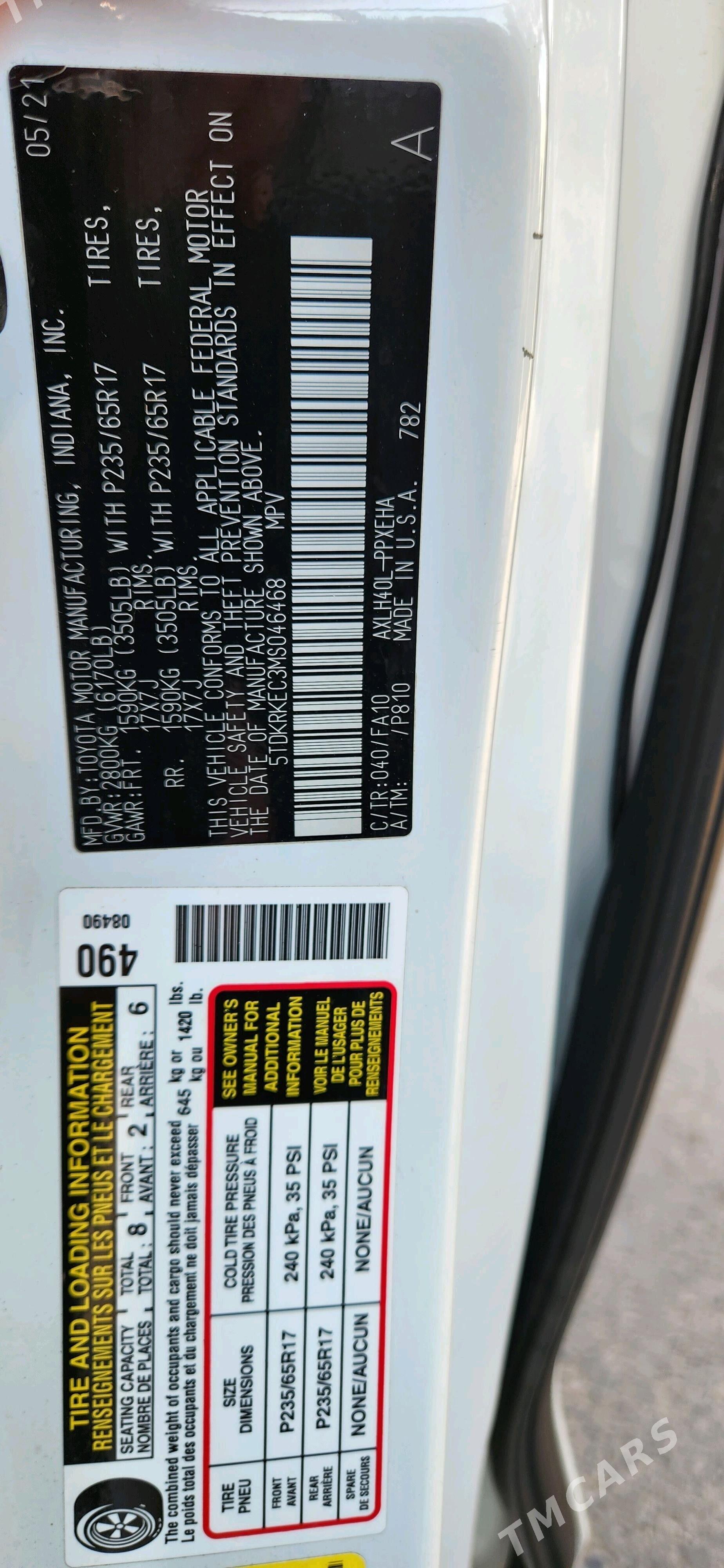 Toyota Sienna 2021 - 500 000 TMT - Mary - img 5