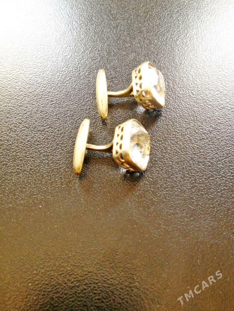 Позолоченные серебряные запонки, горный хрусталь - Aşgabat - img 2