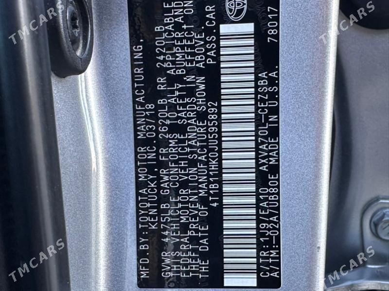 Toyota Camry 2018 - 320 000 TMT - Balkanabat - img 8