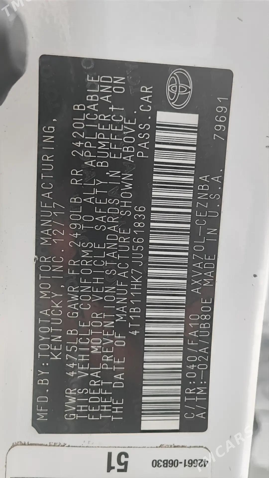 Toyota Camry 2018 - 295 000 TMT - Ашхабад - img 6