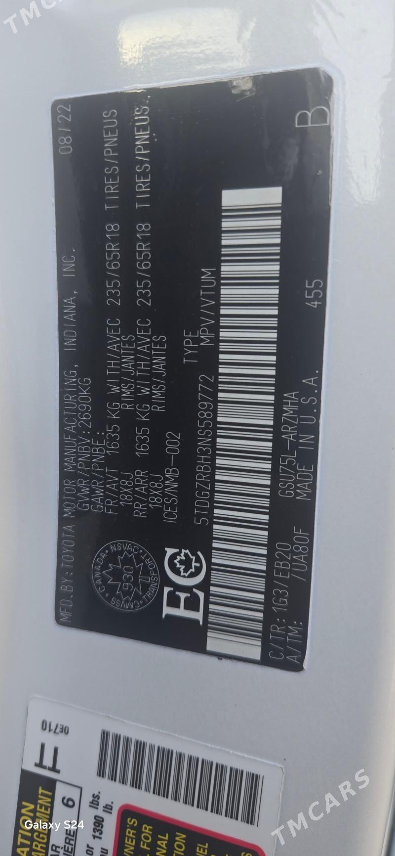 Toyota Highlander 2022 - 505 000 TMT - "Altyn Asyr" Gündogar bazary (Jygyllyk) - img 4