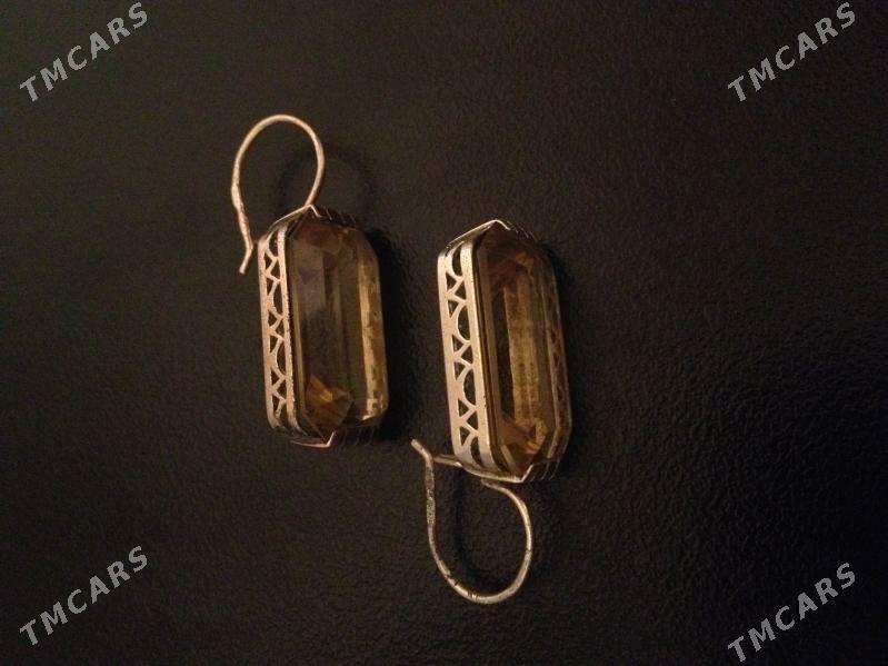 Серьги из позолоченного серебра с цитрином - Ашхабад - img 1