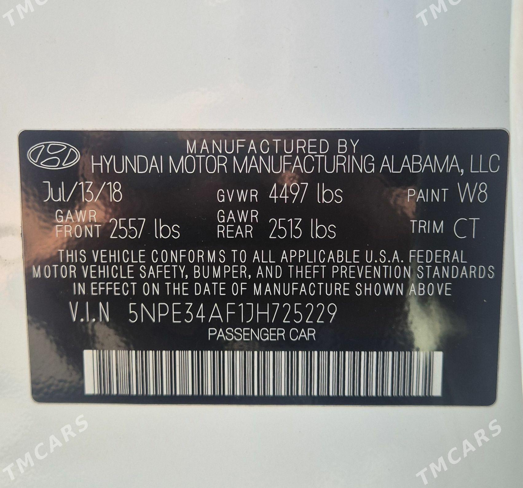 Hyundai Sonata 2018 - 239 000 TMT - Aşgabat - img 9