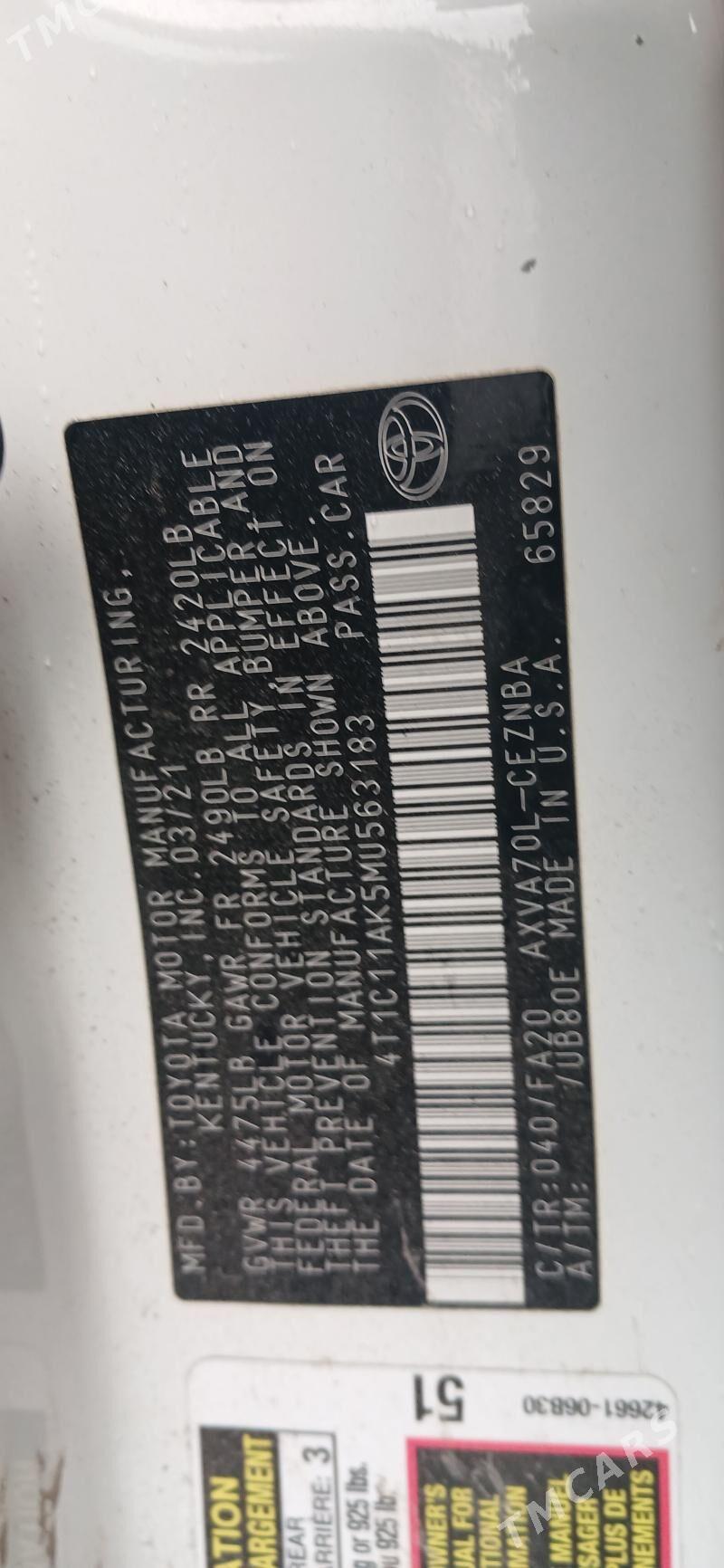 Toyota Camry 2021 - 260 000 TMT - Mary - img 5