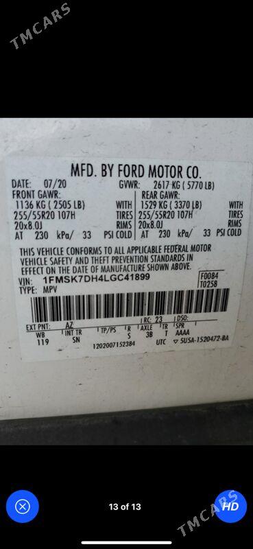 Ford Explorer 2020 - 435 000 TMT - Täze zaman - img 10