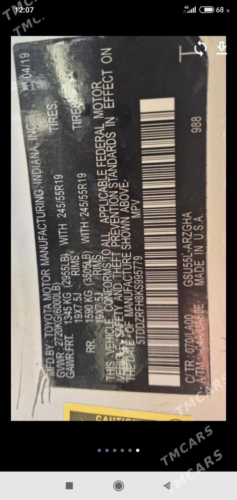 Toyota Highlander 2019 - 430 000 TMT - Ашхабад - img 6