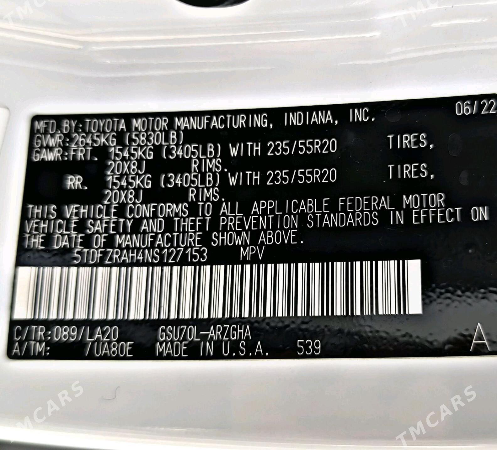 Toyota Highlander 2022 - 690 000 TMT - Гаудан "В" - img 8