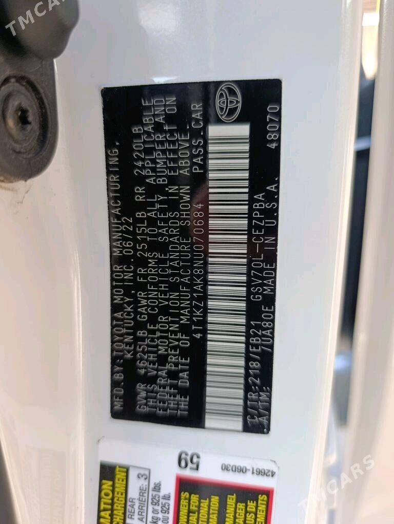 Toyota Camry 2022 - 370 000 TMT - Tejen - img 10