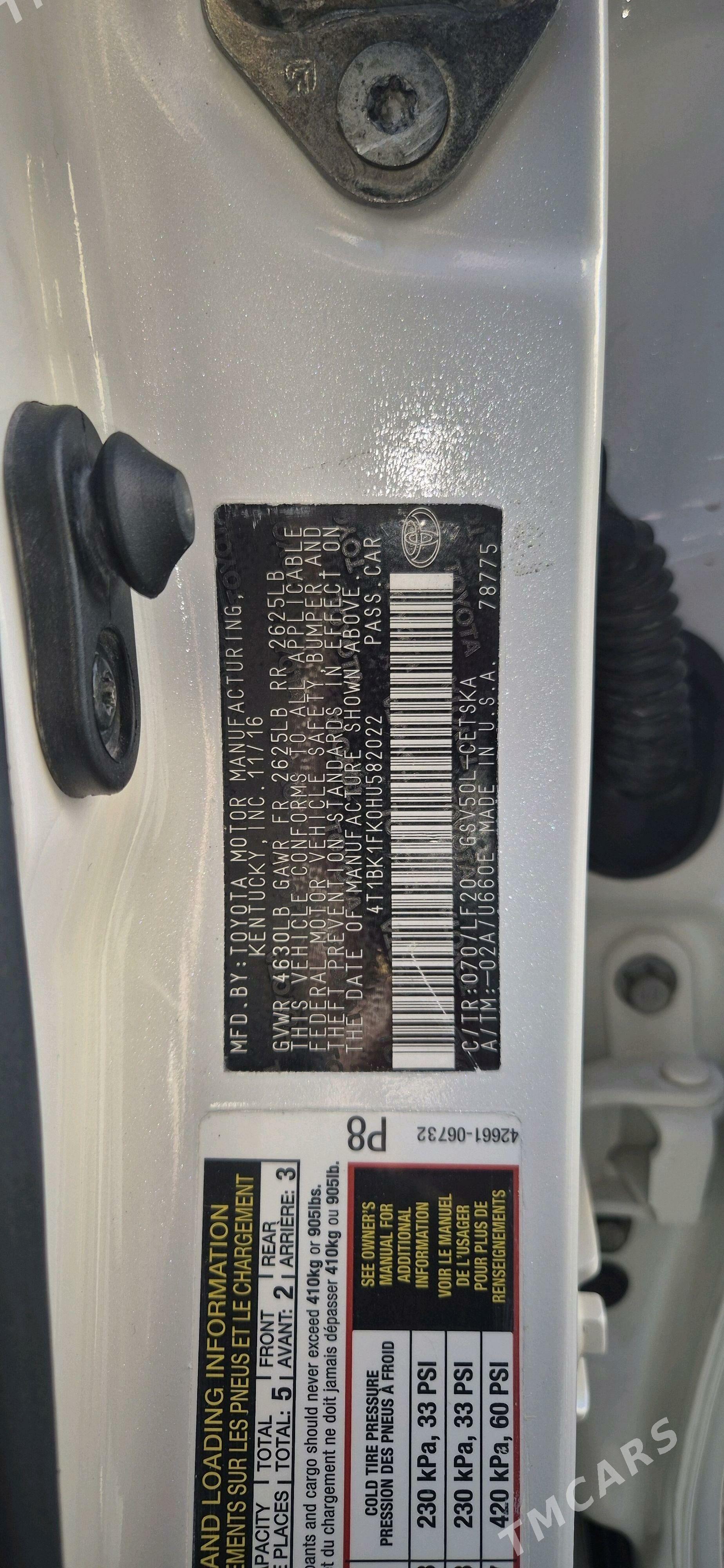 Toyota Camry 2016 - 320 000 TMT - Мары - img 3