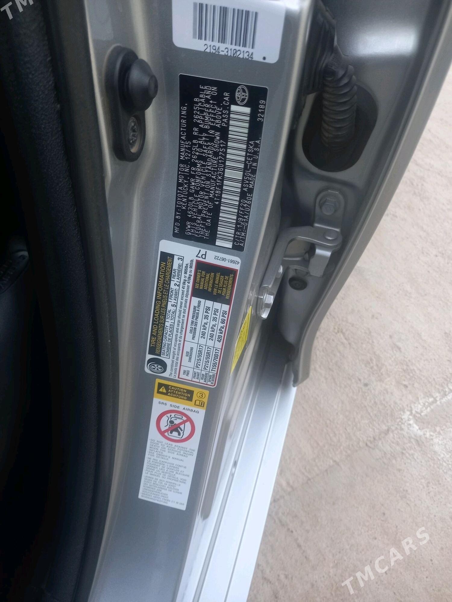 Toyota Camry 2016 - 275 000 TMT - Tejen - img 7