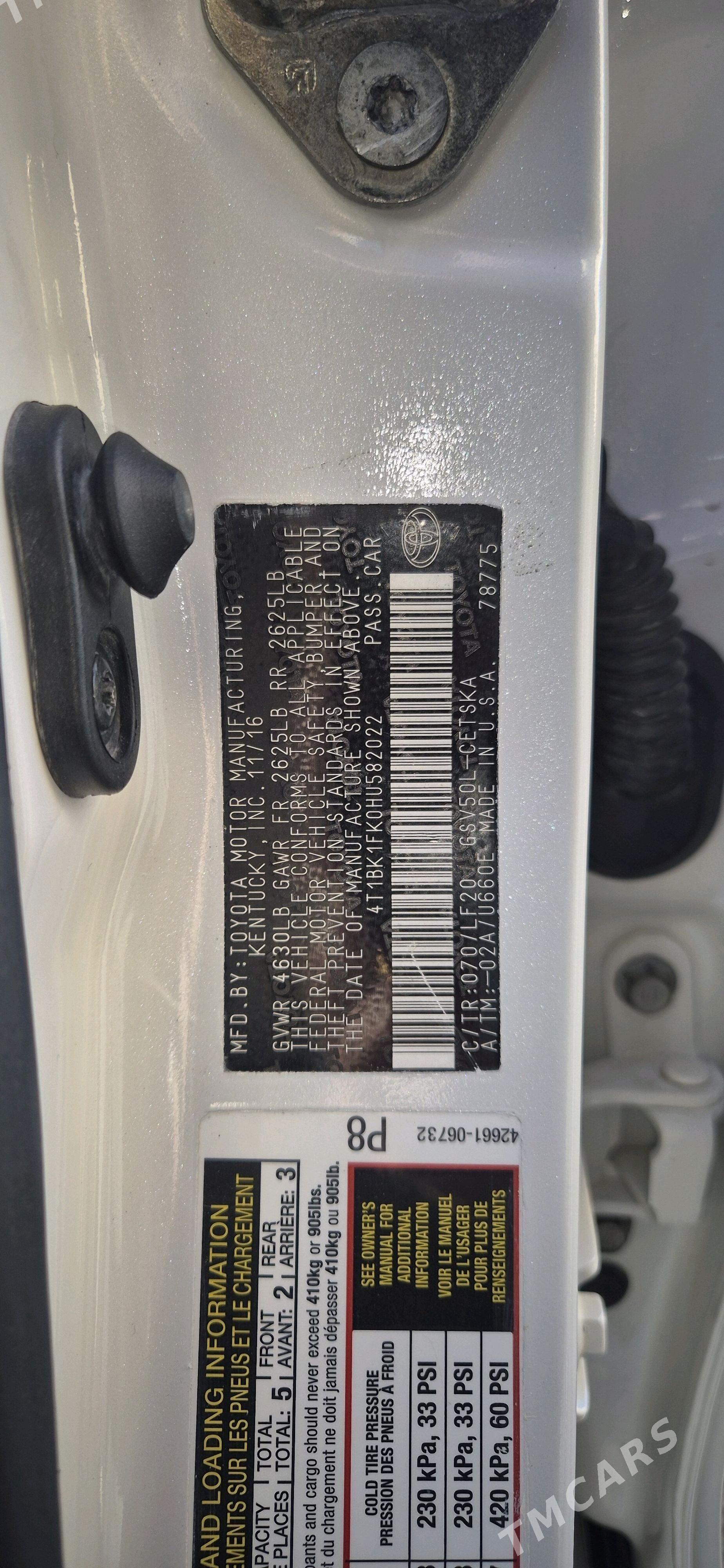 Toyota Camry 2016 - 320 000 TMT - Мары - img 7