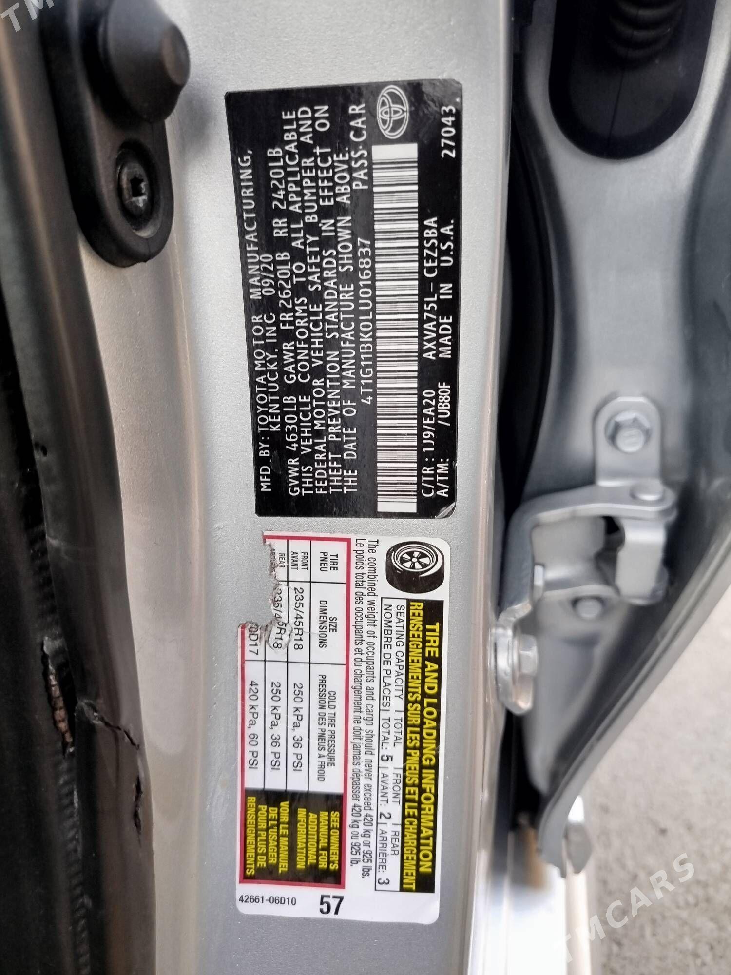 Toyota Camry 2020 - 295 000 TMT - Büzmeýin GRES - img 5