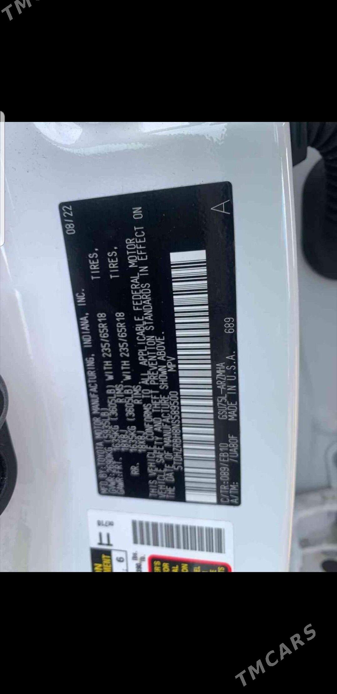 Toyota Highlander 2022 - 650 000 TMT - ул. Московская (10 йыл абаданчылык ш.) - img 6