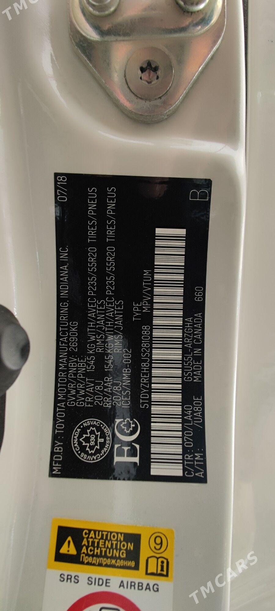 Toyota Highlander 2018 - 445 000 TMT - Ашхабад - img 7