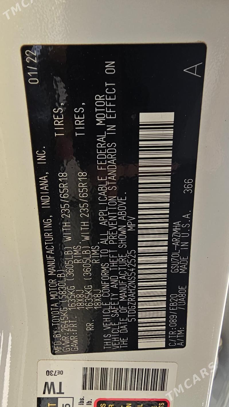 Toyota Highlander 2022 - 605 000 TMT - "Altyn Asyr" Gündogar bazary (Jygyllyk) - img 9