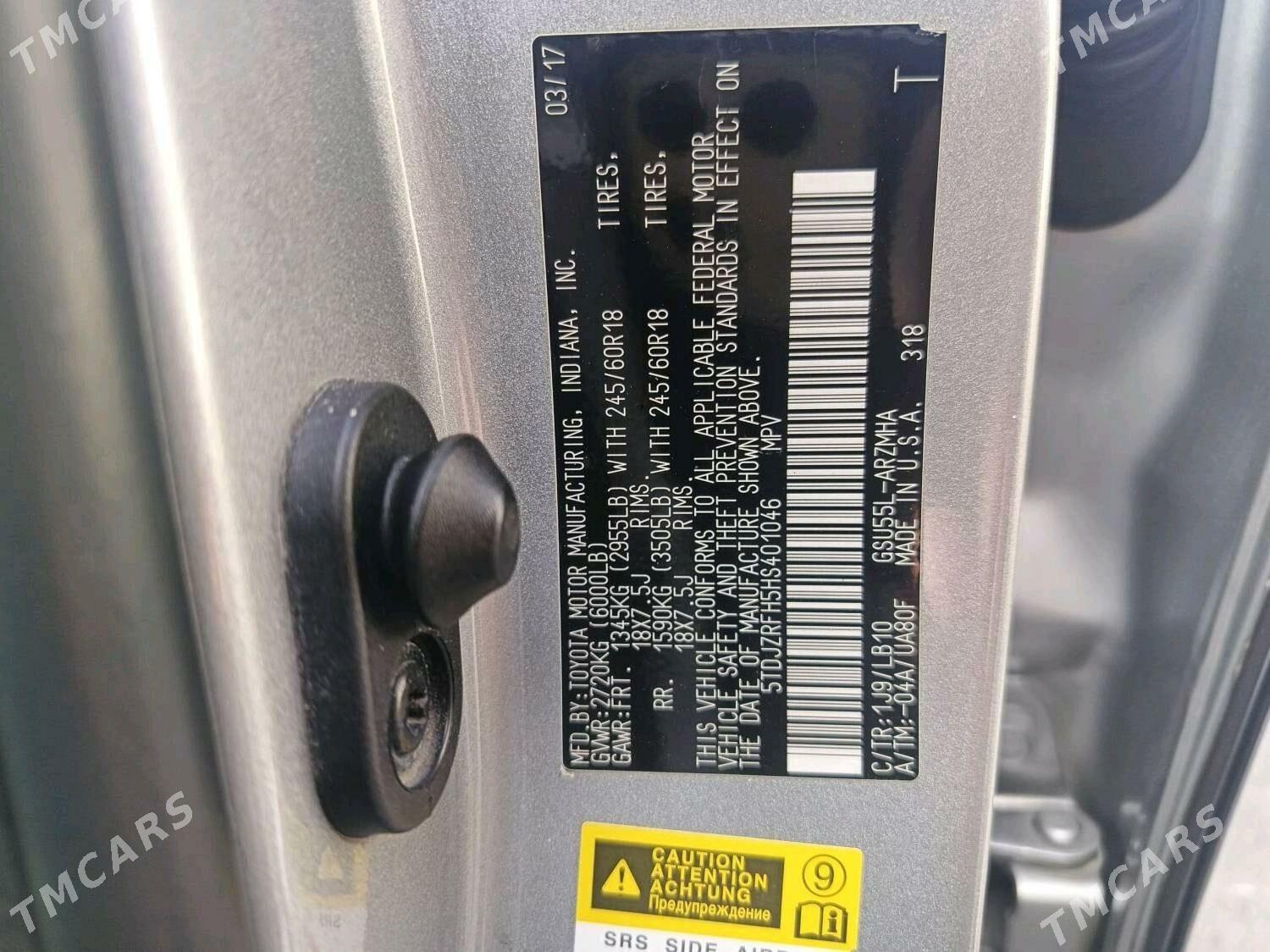 Toyota Highlander 2017 - 420 000 TMT - Türkmenbaşy - img 5