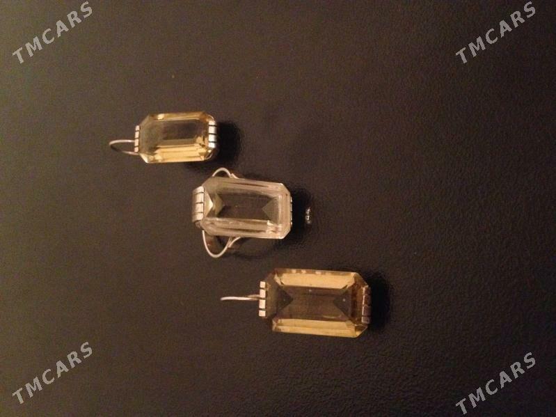 Серьги и кольцо из позолоченного серебра. Цитрин - Ашхабад - img 2