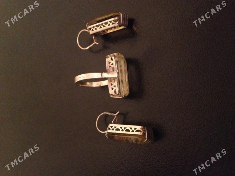 Серьги и кольцо из позолоченного серебра. Цитрин - Ашхабад - img 4