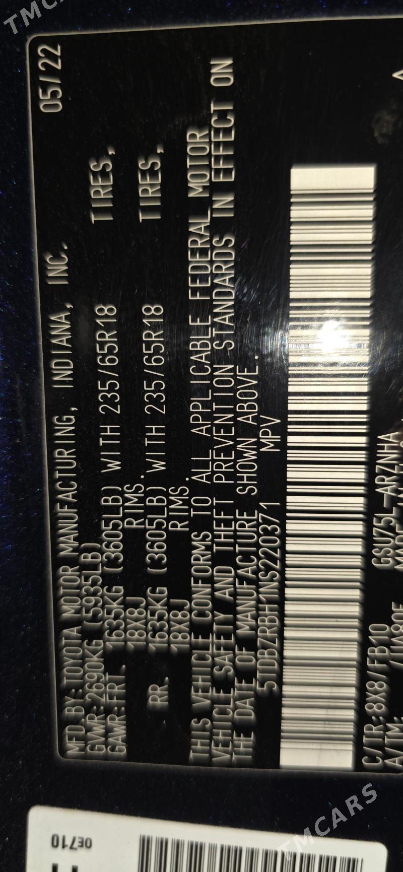 Toyota Highlander 2022 - 455 000 TMT - Mary - img 4