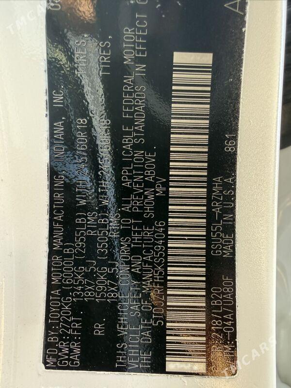 Toyota Highlander 2019 - 565 000 TMT - Ашхабад - img 5