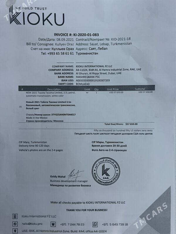 Toyota Tacoma 2021 - 860 000 TMT - Туркменабат - img 9