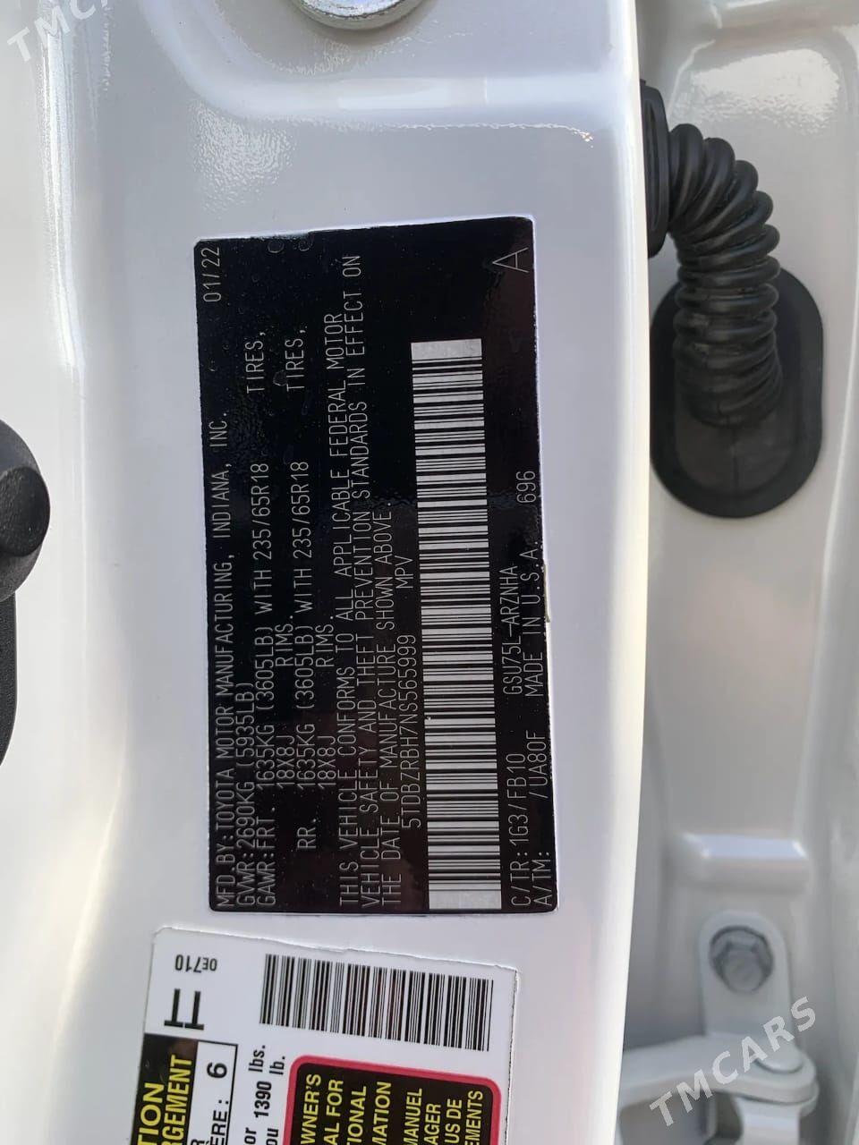 Toyota Highlander 2022 - 490 000 TMT - Mary - img 3