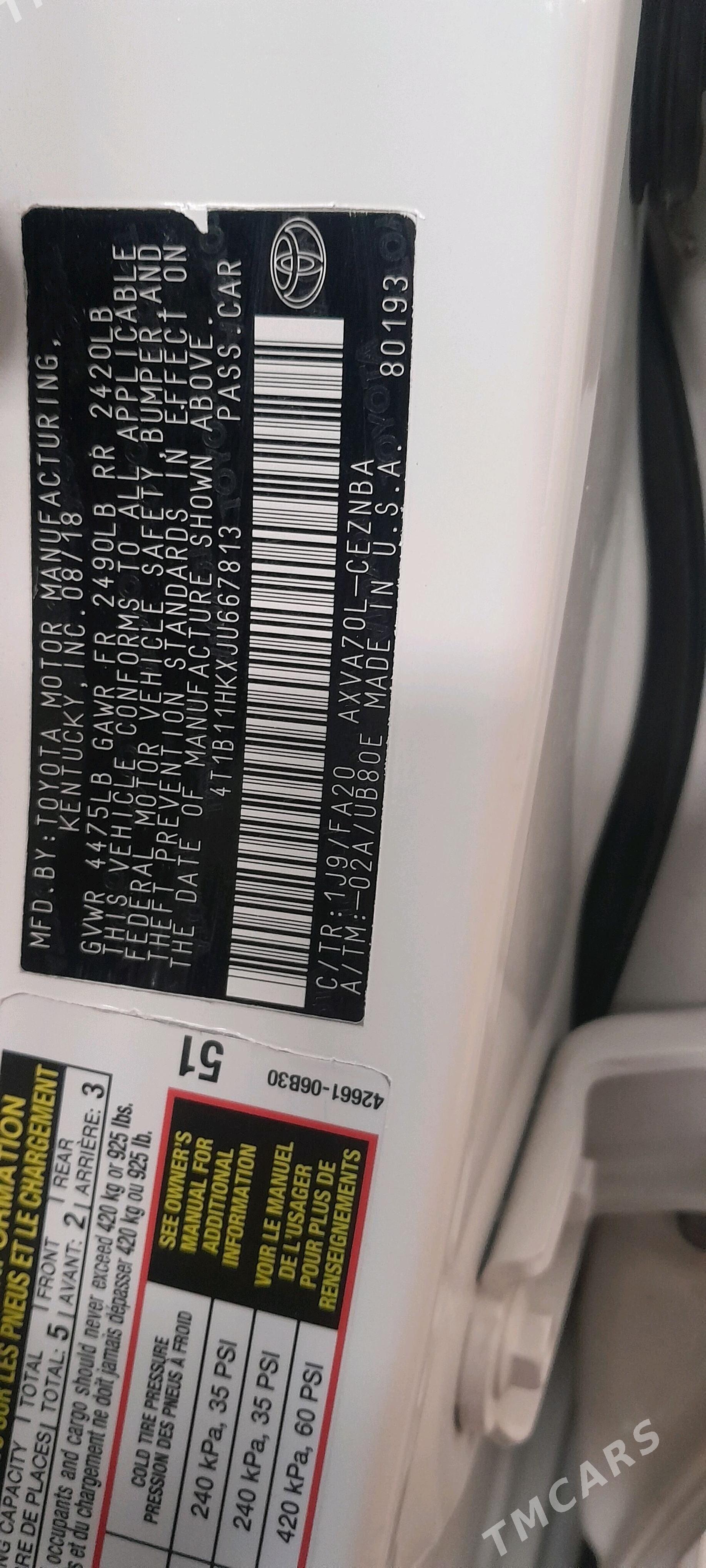 Toyota Camry 2018 - 265 000 TMT - Büzmeýin - img 2