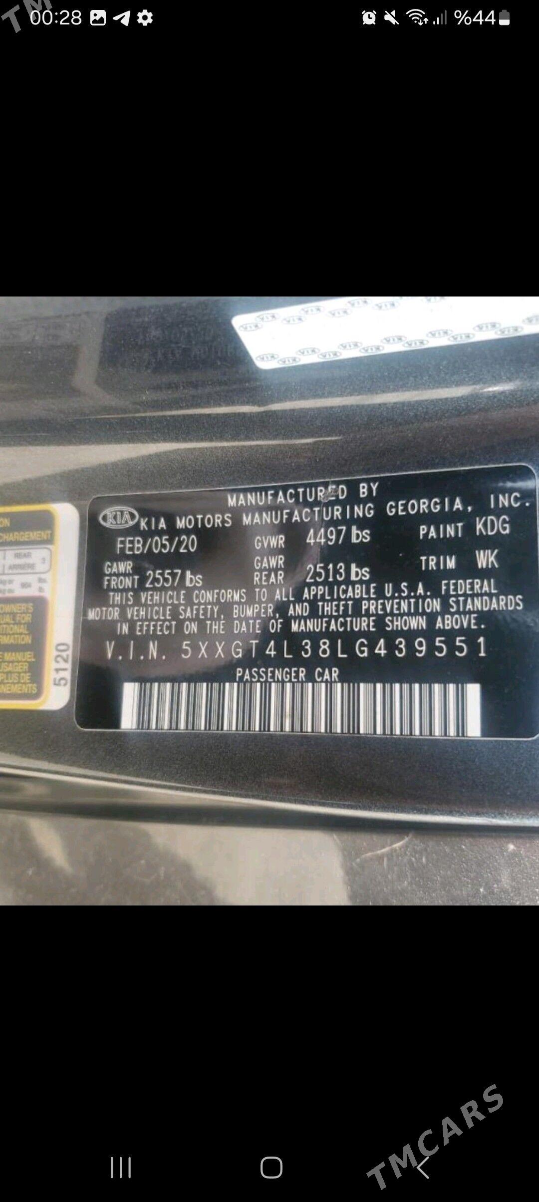 Kia Optima 2020 - 220 000 TMT - Мары - img 1